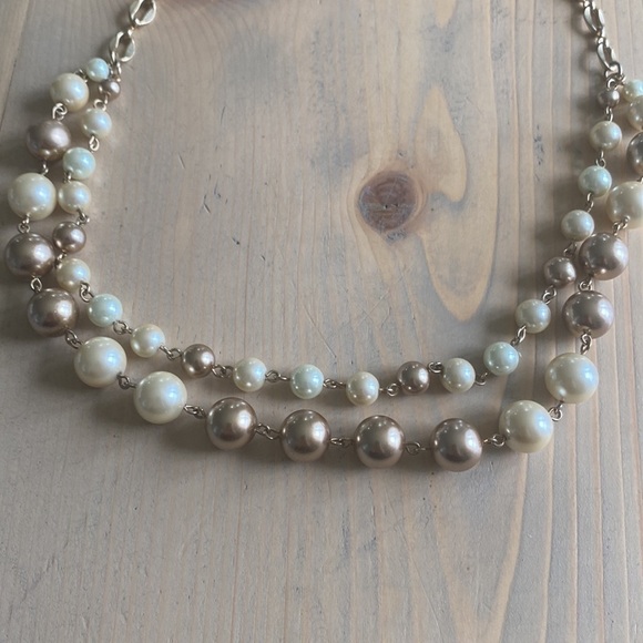 NAPIER 2 tier faux pearl gold plated necklace - Picture 6 of 7